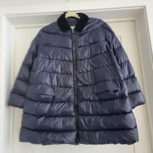 Red Valentino Navy Puffer Jacket with Black Velvet Collar Size 38